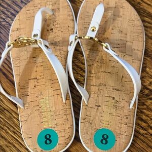 Michael Kors White and Gold Sandals